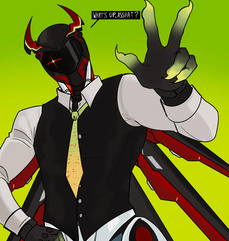 A picture of Il Dottore holding a highly decorated pink, blue and white phone and taking a selfie.